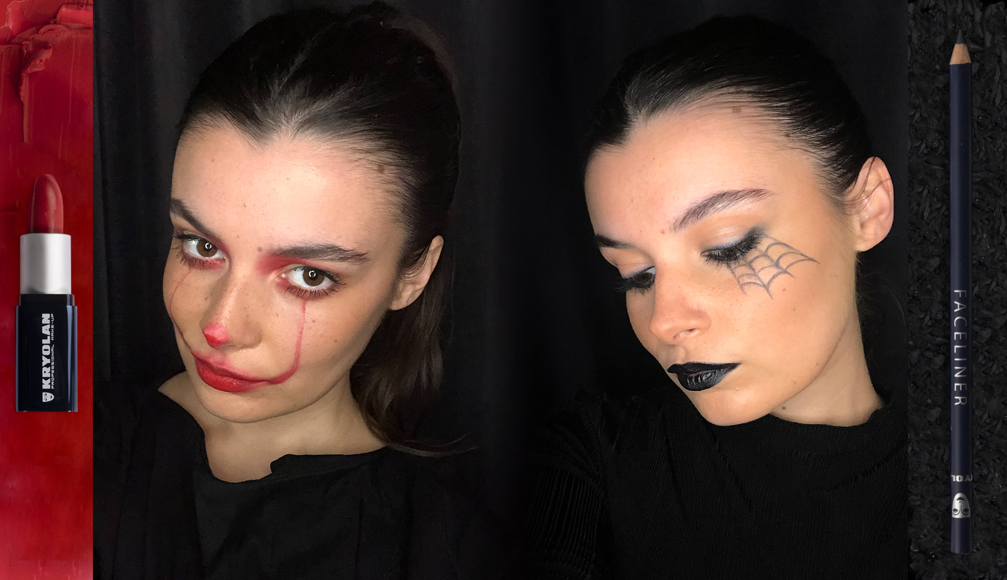 Maquillaje fácil de última hora para Halloween: look de araña y payaso |  Kryolan - Professional Make-up